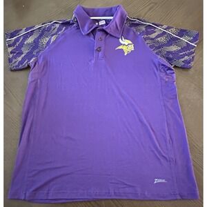 Zubaz NFL Men's Size M Minnesota Vikings Elevated Field Polo Viper Print Sleeves